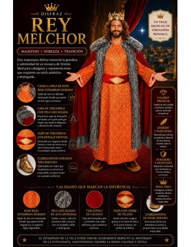 Costume del Re Melchior con capelli grigi Taglia L Nuovo | Costumi per Adulti Il Re del Carnevale